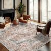 CHAMPLANT Washable Area Rug, Retro Flowers Boho Design Non-Shedding Easy Care Ideal for High Traffic Areas in Living Room Bedroom Office Kitchen Large Carpet - Thumbnail 1