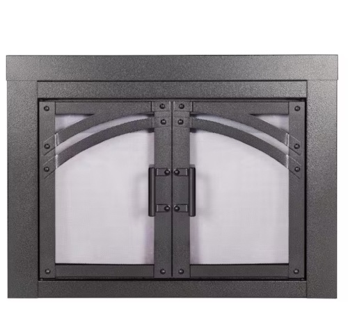 Pleasant Hearth Axel Large Glass Fireplace Doors - Missing 1 Thumbscrew for Bracket - Lot 91JF