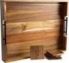 21" Acacia Wooden Ottoman Tray with 6 Coasters - Thumbnail 1