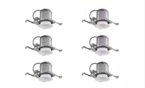6 in. Aluminum E26-Base Bulb White Baffle Recessed Can Light Trim New Construction, 6-Pack - Lot 730