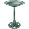 Vintage Outdoor Garden Bird Bath w/ Fleur-de-Lis Accents - Thumbnail 1
