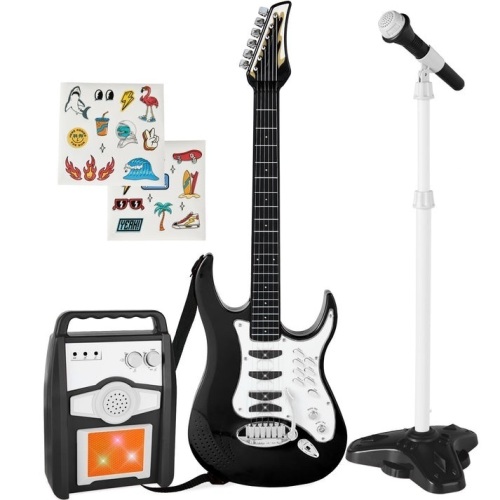 Kids Electric Guitar Toy Play Set w/ 6 Songs, Microphone, Amp - Lot 734