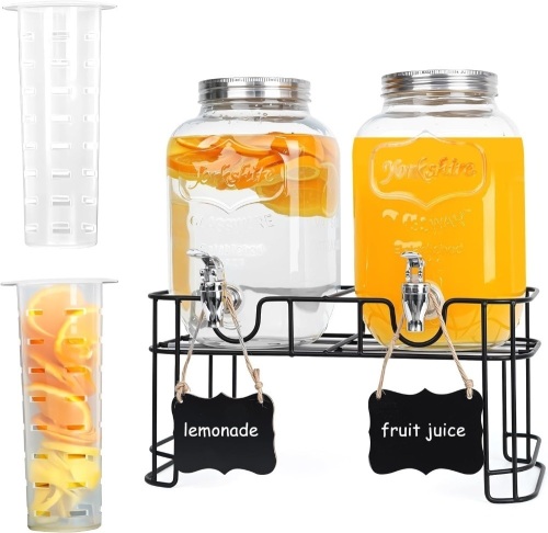 2-Pack 1 Gallon Glass Drink Dispensers - Lot 759