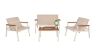 4-Piece Patio Conversation Sets with Acacia Wood Table and Beige Cushions - Thumbnail 1