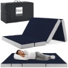 Full Folding Portable Midnight Blue Mattress Topper w/ Plush Foam - 4in - Thumbnail 1