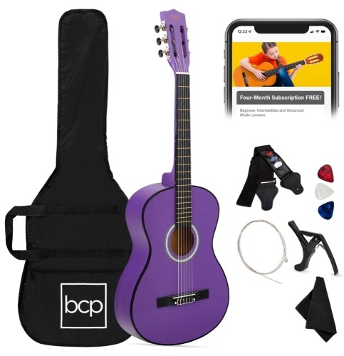 Beginner Acoustic Guitar Set w/ Case, Strap, Extra Strings - 38in - Lot 631