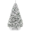 6' Snow Flocked Artificial Pine Christmas Tree w/ Foldable Metal Base - Thumbnail 1
