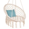 Cotton Macrame Hammock Hanging Chair Swing, Handwoven w/ Backrest - Thumbnail 1