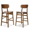 2-Piece Farmhouse Counter Height Bar Stool Set w/ Cushioned Seat, Backrest - Thumbnail 1