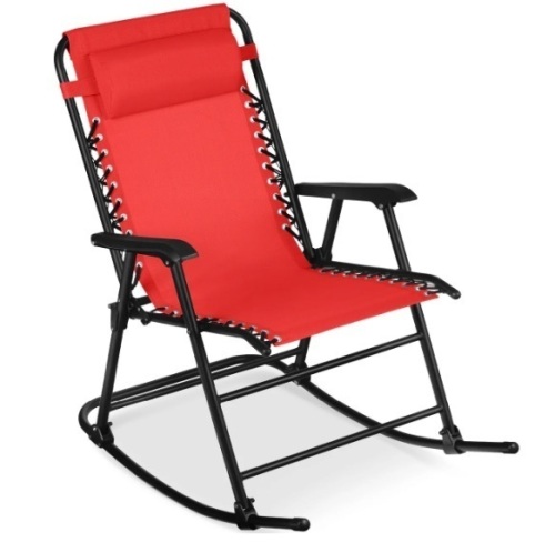 Folding Outdoor Zero Gravity Rocking Lounge Chair w/ Headrest Pillow - Lot 623