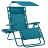 Folding Zero Gravity Recliner Patio Lounge Chair w/ Canopy, Side Tray - Thumbnail 1