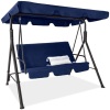 2-Person Outdoor Canopy Swing Glider Furniture w/ Cushions, Steel Frame - Thumbnail 1