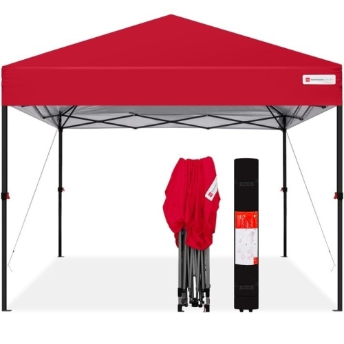 One-Person Setup Instant Pop Up Canopy w/ Case, 4 Weight Bags - 10x10ft - Lot 425