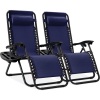 Set of 2 Adjustable Zero Gravity Patio Chair Recliners w/ Cup Holders - Thumbnail 1