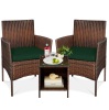 3-Piece Outdoor Patio Wicker Bistro Set w/ Side Storage Table - Thumbnail 1