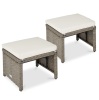 Set of 2 Multipurpose Wicker Ottomans w/ Removable Cushions, Steel Frame - Missing 2 Washers - Thumbnail 1