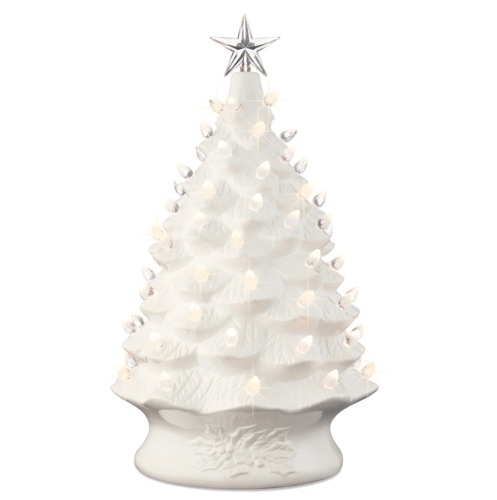 XL Pre-Lit Ceramic Christmas Tree Decoration w/ LED Light, Timer - 24in - Lot 238