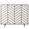 Single Panel Iron Chevron Fireplace Screen w/ Antique Finish - 38x31in - Thumbnail 1