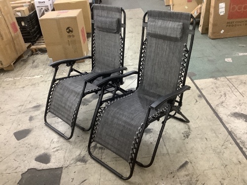 Set of 2 Adjustable Zero Gravity Patio Chair Recliners - Missing Cup Holders - Lot 230