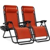 Set of 2 Adjustable Zero Gravity Patio Chair Recliners w/ Cup Holders - Thumbnail 1