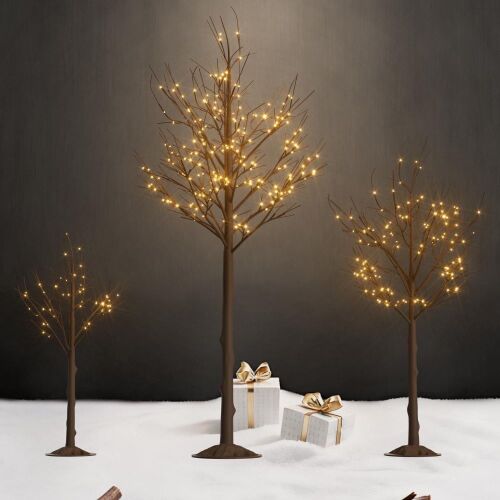 Cofiyard Lighted Birch Tree, Brown, Set of 3 - Lot 561