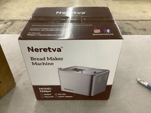 Neretva 2LB Dual Heater Bread Maker Machine Automatic with Nonstick Ceramic Pan, 15H Timer & 1H Keep Warm Set - Lot 363