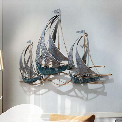 Metal Sailboat Wall Decor, 34" x 21" - Lot 472