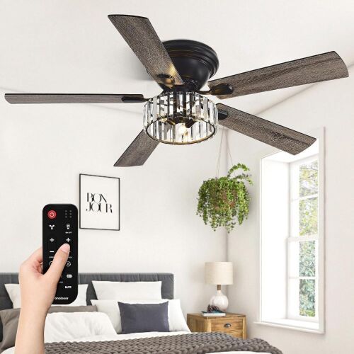 Chandelier Crystal Ceiling Fan with Light, 52" - Lot 584