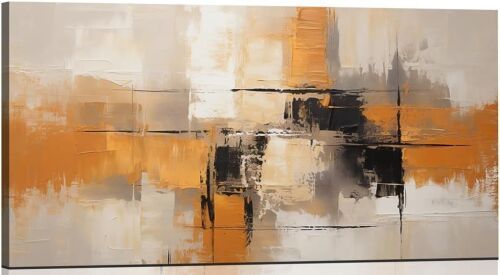 Modern Orange Abstract Textured Wall Art, 40" x 20" - Lot 775