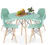 5-Piece Mid-Century Modern Dining Set w/ 4 Chairs, Wooden Legs, Metal Frame - Thumbnail 1
