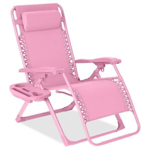 Monochromatic Zero Gravity Patio Chair Recliner w/ Side Tray, Headrest - Lot 705