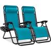 Set of 2 Adjustable Zero Gravity Patio Chair Recliners w/ Cup Holders - Thumbnail 1
