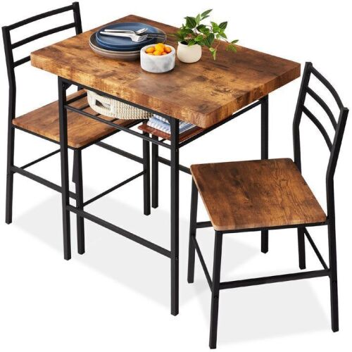 3-Piece Modern Square Dining Set w/ Storage Rack - Lot 534