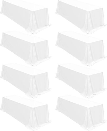 White Polyester Table Cloths, 90" x 156", 8 Pack - Lot 679