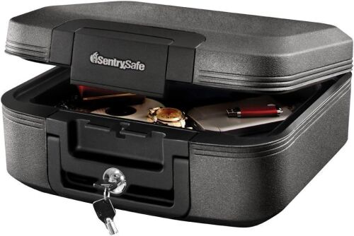 SentrySafe Charcoal Gray Fireproof and Waterproof Safe Box with Key Lock, 0.28 Cubic Feet - Lot 114