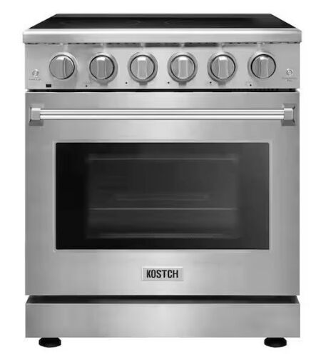 KOSTCH 30 in. 5 Burner Elements Freestanding Electric Range in Stainless Steel with 4.55 cu. ft. True Convection - Lot 4JF