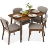 5-Piece Wooden Mid-Century Modern Dining Set w/ 4 Chairs, Padded Seat & Back - Thumbnail 1