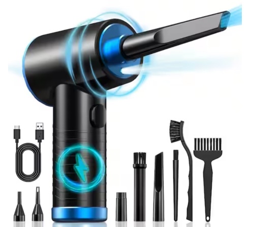 Keimi Cordless Compressed Air Duster - Rechargeable 7500mAh 91000RPM Air Blower for Keyboard, PC and Car Cleaning - Lot 823JF