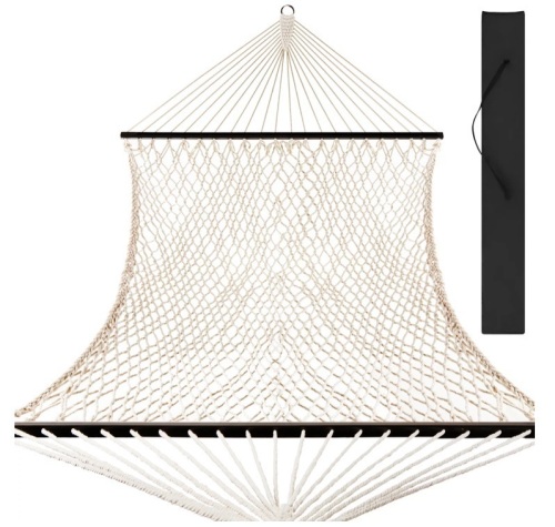 Cotton Rope 2-Person Double Hammock w/ Spreader Bars, Carrying Case - Lot 816JF