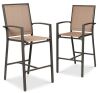 Set of 2 Outdoor Barstools, Patio Chairs w/ Footrests, All-Weather Mesh - Thumbnail 1