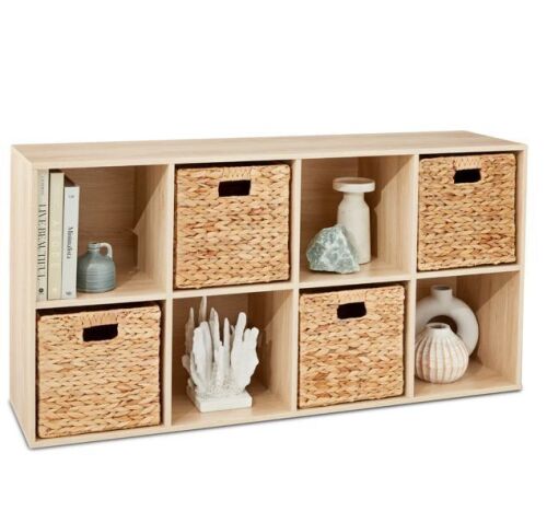 8-Cube Bookshelf, 13.5in Storage Display w/ Removable Panels, Customizable - Lot 214