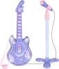 19in Kids Toy Guitar, Pretend Play Musical Instrument Toy for Toddlers w/Mic, Stand, 8 Demo Songs, Lights & Sounds - Thumbnail 1