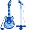 19in Kids Toy Guitar, Pretend Play Musical Instrument Toy for Toddlers w/Mic, Stand, 8 Demo Songs, Lights & Sound - Thumbnail 1