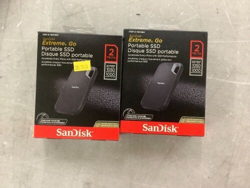 Lot of (2) SanDisk Extreme Go Portable SSD, 2TB - Lot 700