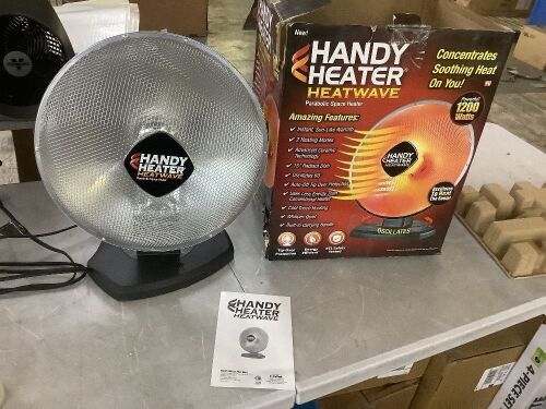 HANDY HEATER 1200-Watt Electric Oscillating Ceramic Parabolic Space Heater - Doesn't Oscillate - Lot 837JF