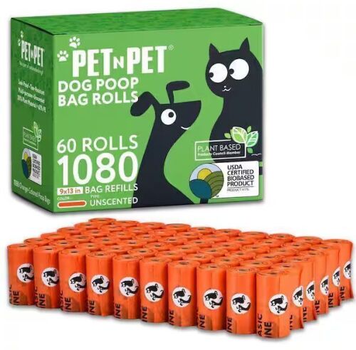 Pet N Pet Dog Waste Bags, Large Dog Poop Bag Rolls, 60 ct - Lot 841JF