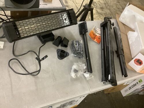 HEAT STORM Tradesman 1500-Watt Electric Indoor/Outdoor Quartz Infrared Portable Space Heater w/Tripod Wall and Ceiling Mount, Black - Lot 843JF