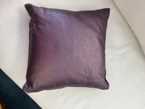 Square Purple Leather Pillow - Lot 477
