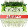 Alotiki Wisteria Hanging Flowers,Fake Hanging Flowers,Wisteria artificiales Garland for Home Wedding Arch Floral Party Garden Ceremony Outdoor Decor,3.6 feet Long(48,White) - Thumbnail 1