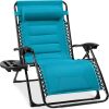 Oversized Padded Zero Gravity Chair, Folding Recliner w/ Headrest, Side Tray - Thumbnail 1